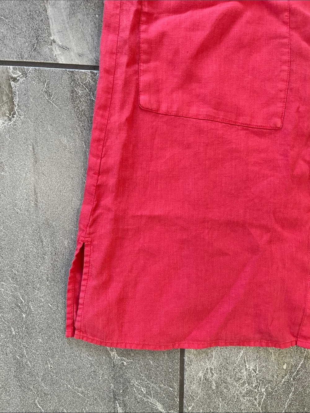 ❤️ Eileen Fisher Organic Linen Dress Button Down Sleeveless Size XXS Coral - Picture 4 of 8